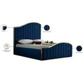 Tianhang bed Twin King Size Modern gold metal frame navy blue Velvet Headboard Upholstered Bed