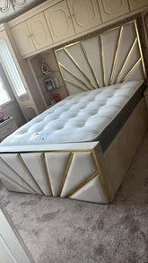 MDS BEDS Upholstered Ottoman Storage Bed | King Size Bed with Storage | Velvet Double Bed Frame | Bed Frames