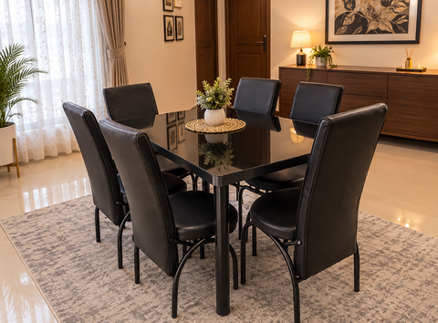 Plain Black Turkish Style Dining Table & Chair