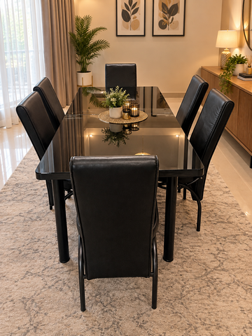 Plain Black Turkish Style Dining Table & Chair