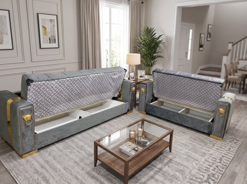 LION SOFA BLACK AND GOLD