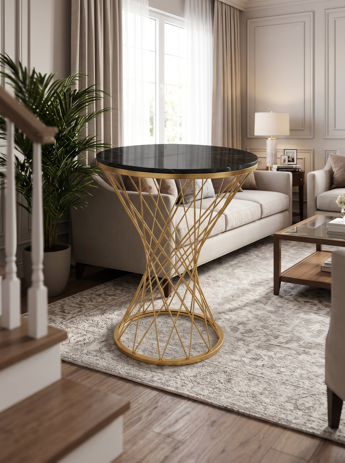 GOLD MIRROR SIDE TABLE SPIDER LEG