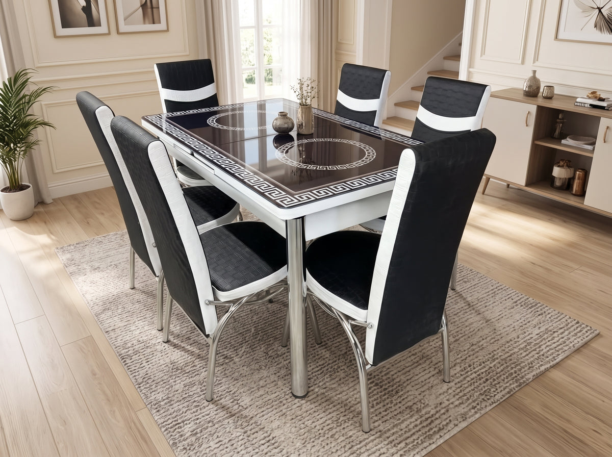 BLACK CIRCLE DINING TABLE AND CHAIR
