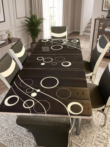 BLACK BUBBLE DINING TABLE AND CHAIRS