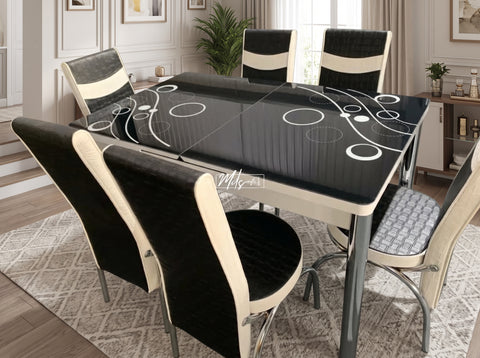 Black Bubble Turkish Style Dining Table & Chair