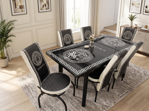 Black Versace Turkish Style Dining Table & Chair