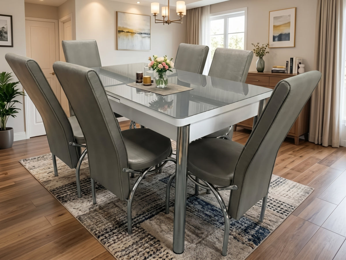 Plain Grey Turkish Style Dining Table & Chair