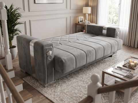 LION SOFABED SILVER GREY
