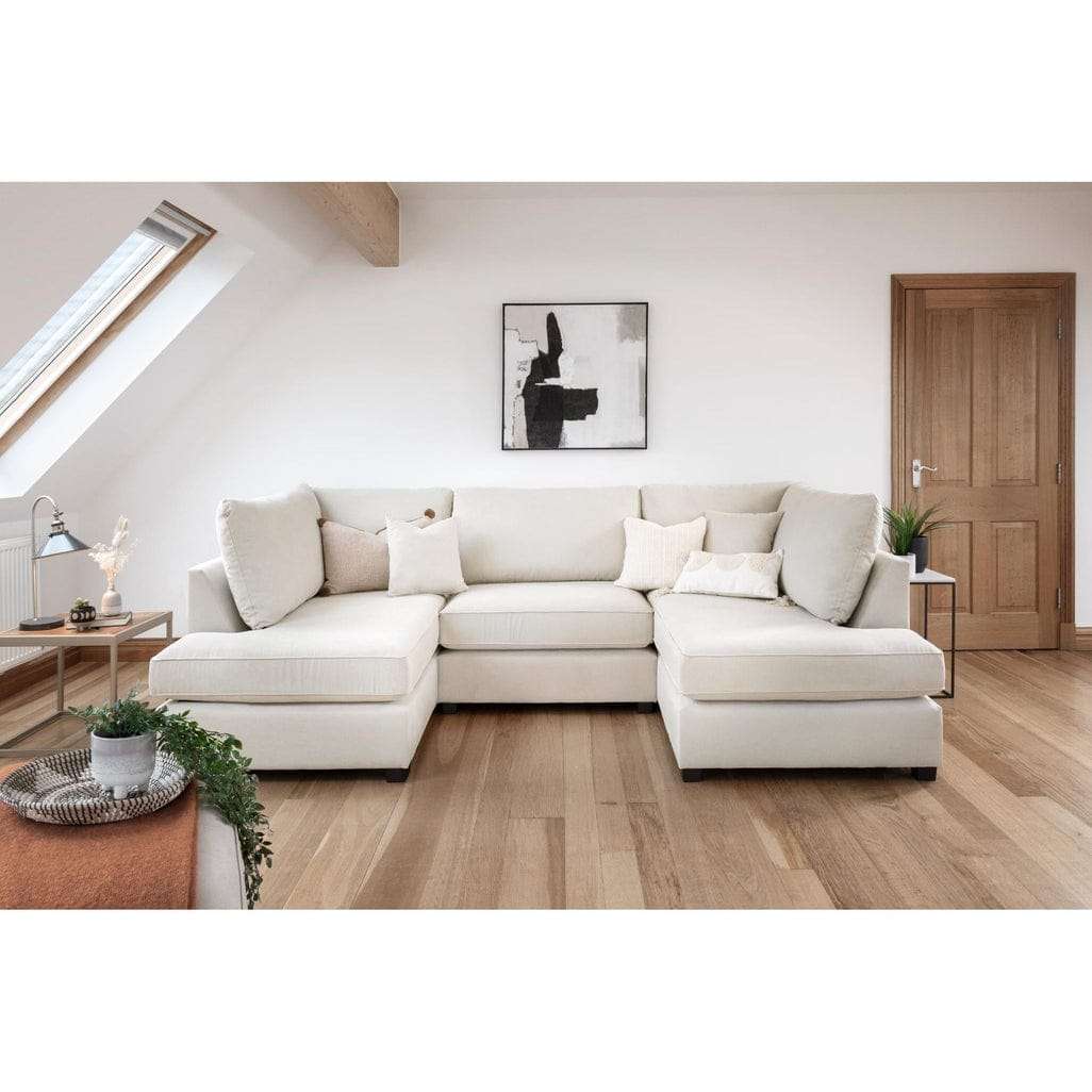 Westminster U-Shape/Cinema Sofa (Available in Plush Velvet Champagne, Plush Velvet Grey, Linen Beige, Linen Light Grey, Linen Charcoal, Boucle Cream or Boucle Grey)