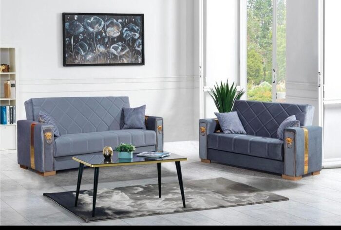 LION SOFA BLACK AND GOLD