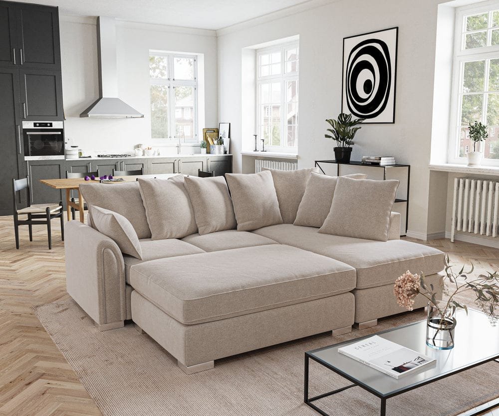 Chiswick corner sofa with large stool left/right handed