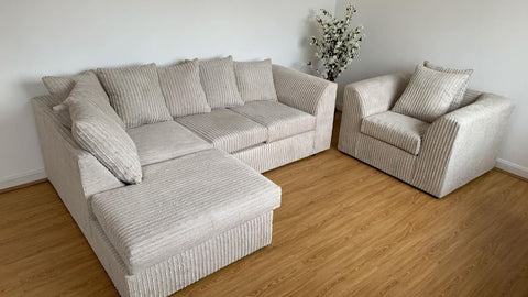 Dylan Sofa Collection: 1-Seater, 2-Seater, 3-Seater, & 5-Seater Options in Plush Crush Chenille and Kensington jumbo cord Fabric – Perfect for Your Home in the UK!