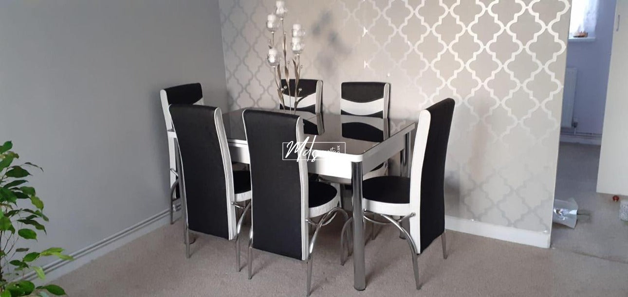 Black & White Turkish Style Dining Table & Chair