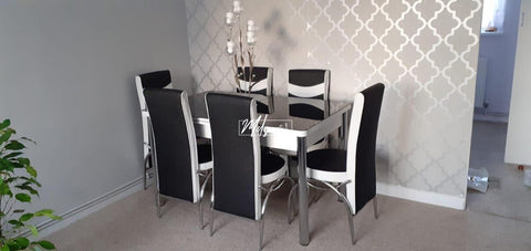 Black & White Turkish Style Dining Table & Chair