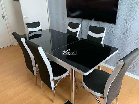 Black & White Turkish Style Dining Table & Chair